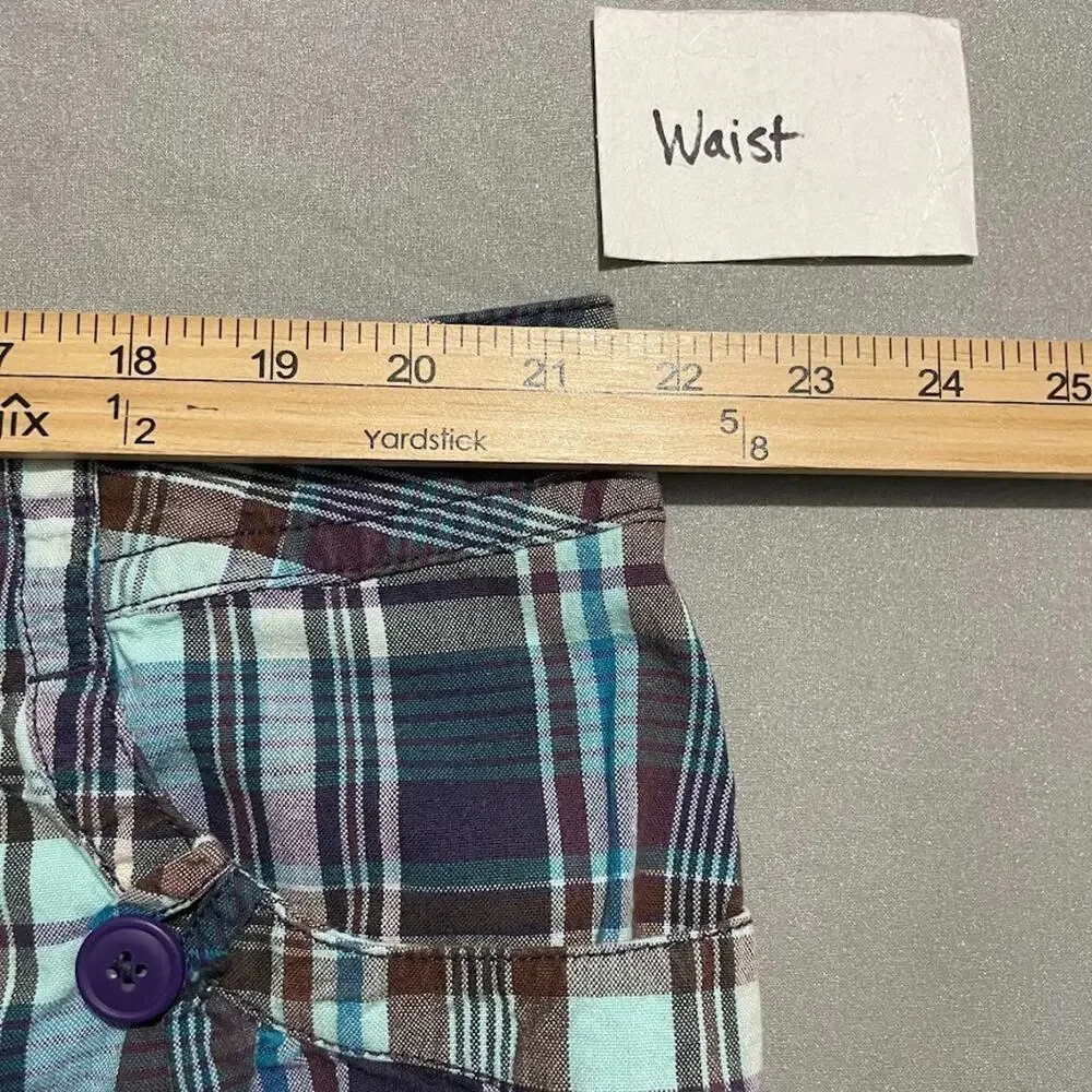 JMS Just My Size Women Plus 22W Teal Blue Plaid Shorts Y2K Preppy Casual Country